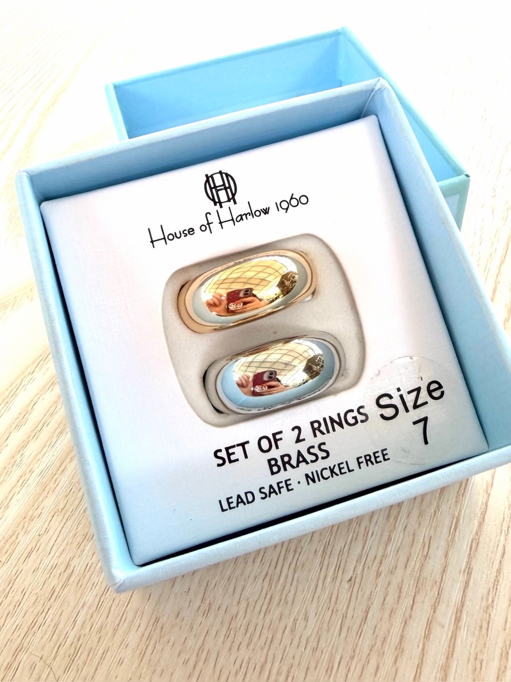 HOUSE OF HARLOW 1960 GOLD & SILVER TWO RINGS SET- SIZE 7 - NEW